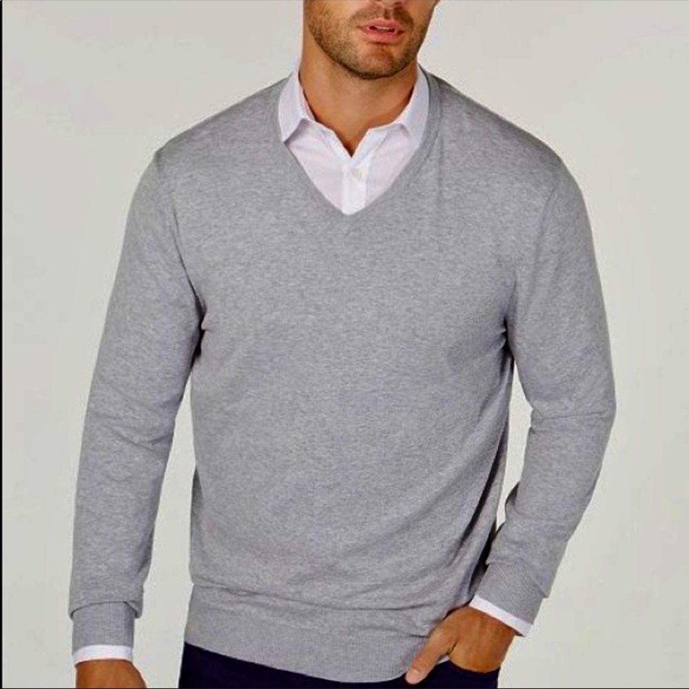 NWT Alfani Gray V Neck Sweater Size L